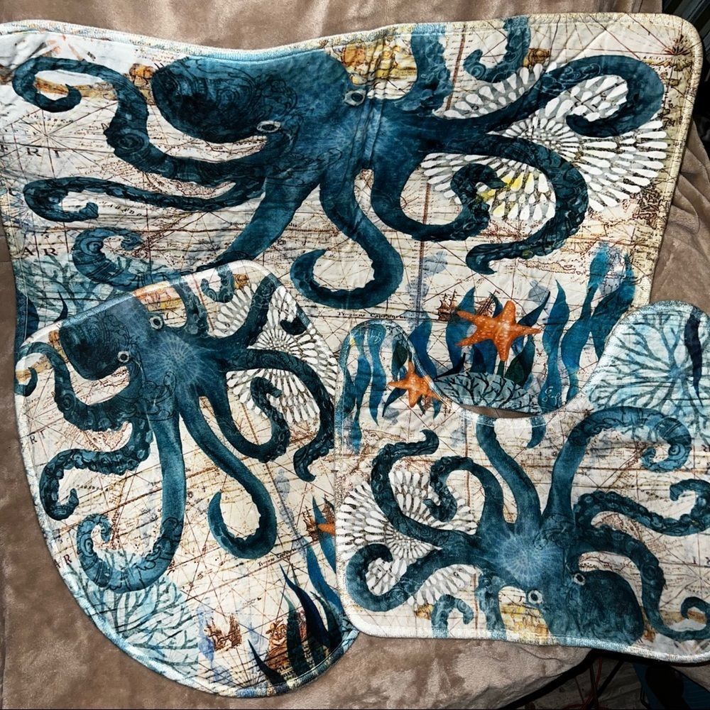 Cartoon ocean octopus bathroom set